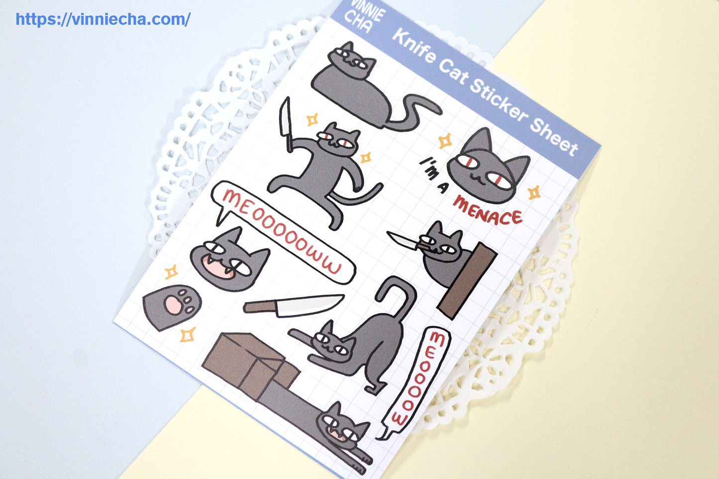 Menace Knife Cat A6 Sticker Sheet