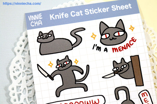 Menace Knife Cat A6 Sticker Sheet