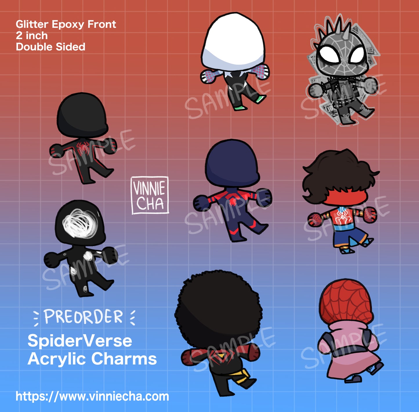 PREORDER | SpiderVerse Glitter Epoxy Acrylic Charms