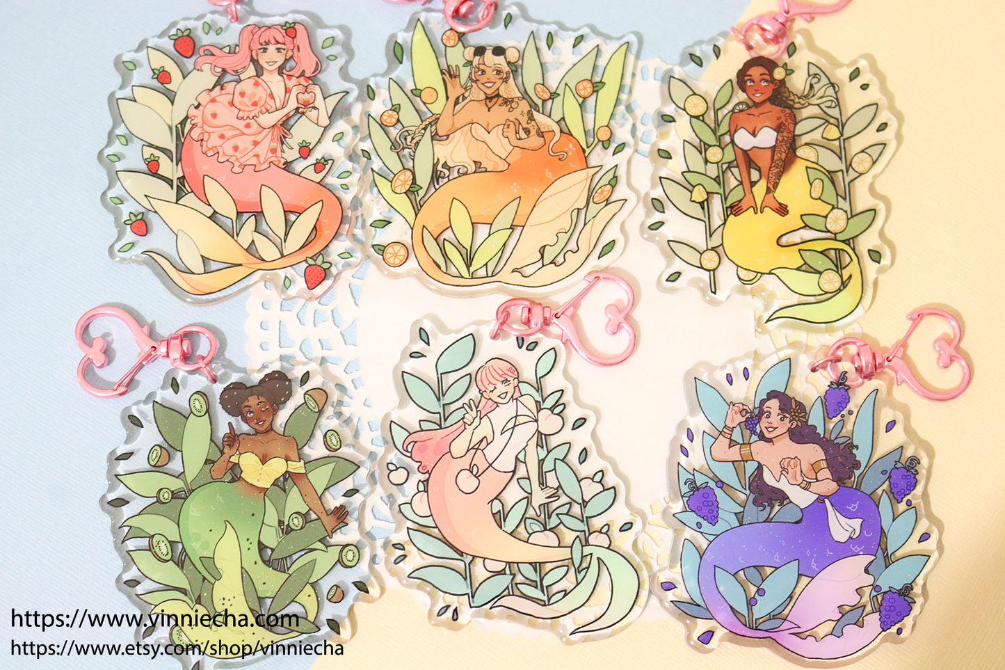 Fruit Mermaids | Glitter Epoxy Charms