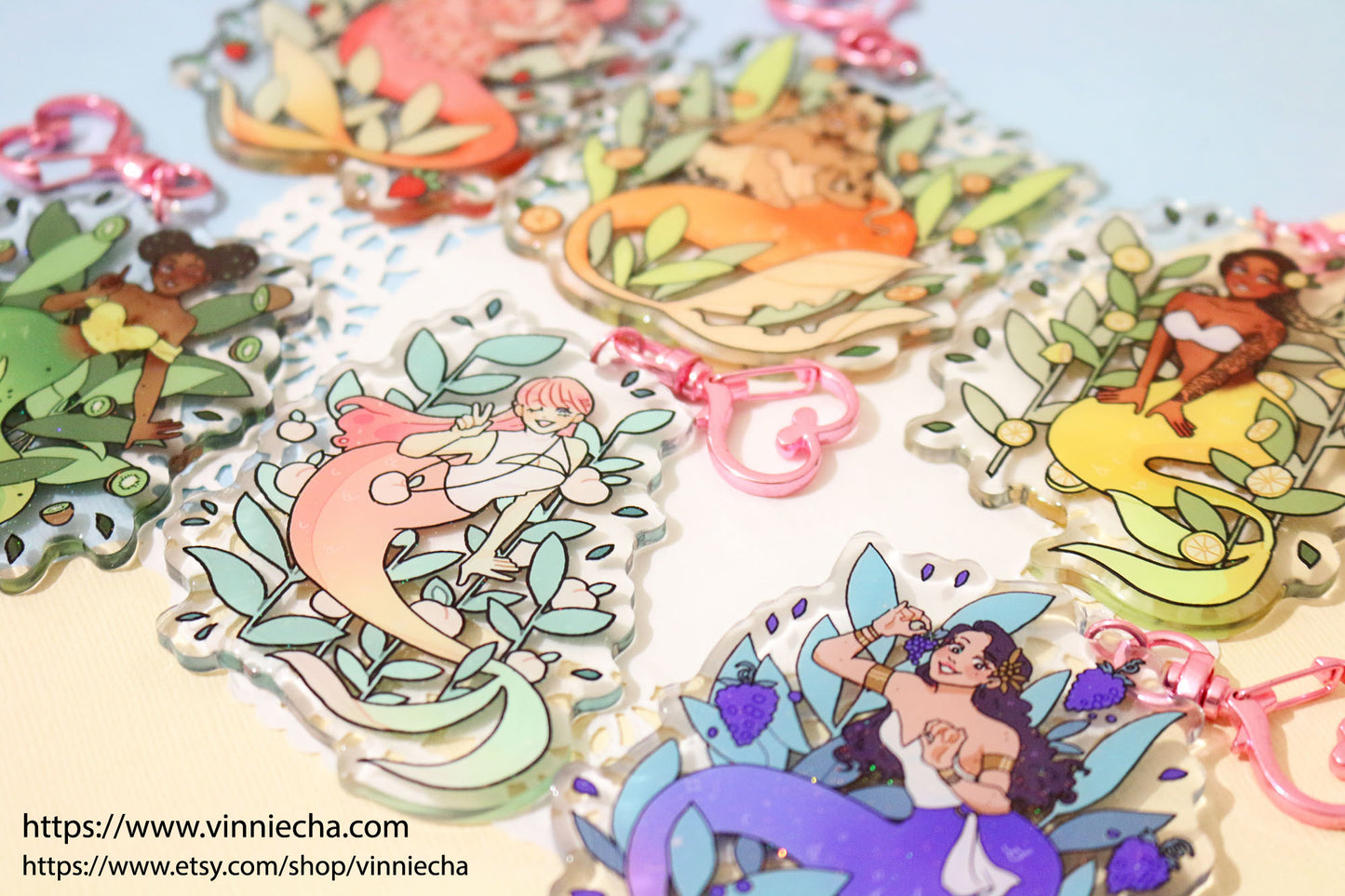 Fruit Mermaids | Glitter Epoxy Charms