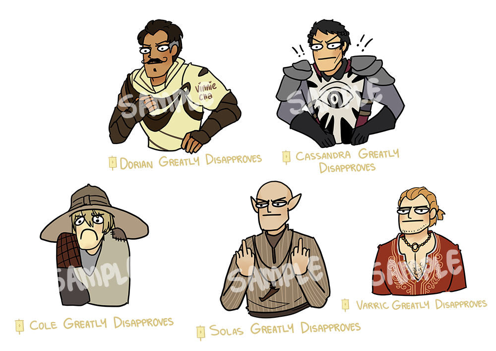 Dragon Age Inquisition Disapproval Vinyl Stickers
