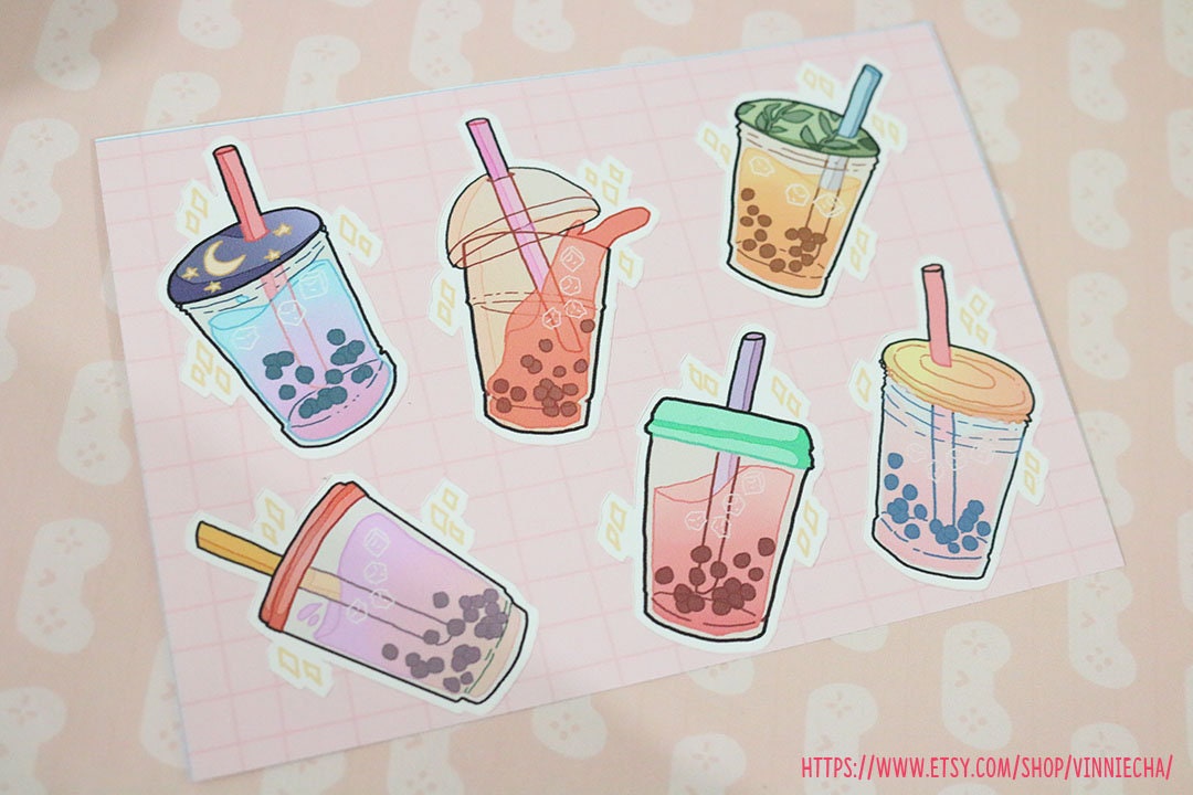 Bubble Tea Vinyl A6 Sticker Sheet