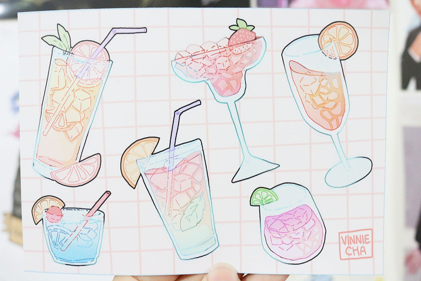Cocktails A6 Sticker Sheet