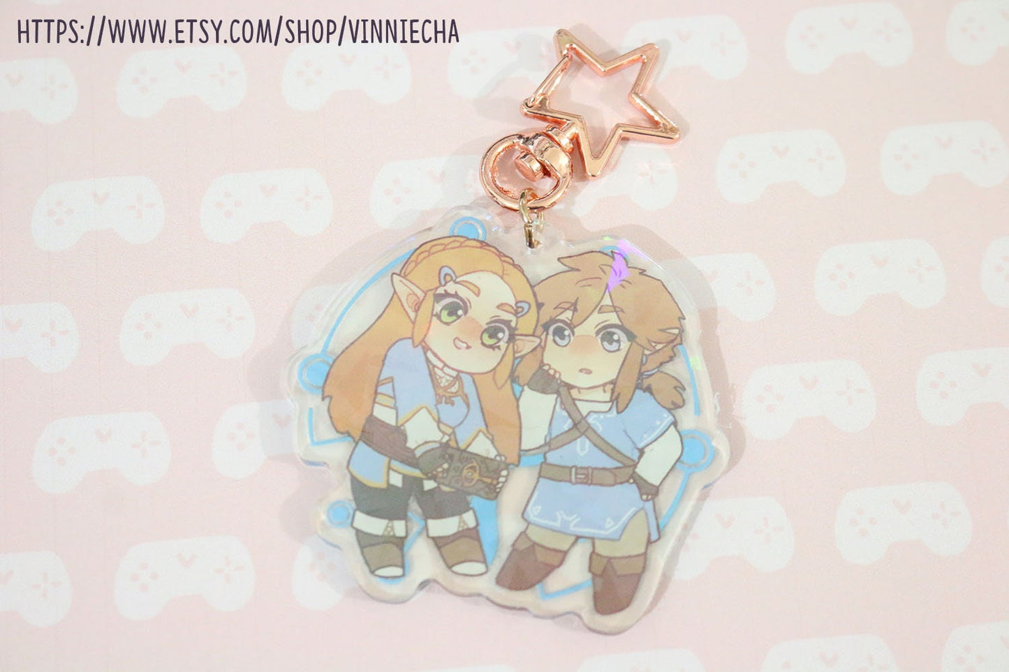 BoTW Link & Zelda Holographic Acrylic Charm