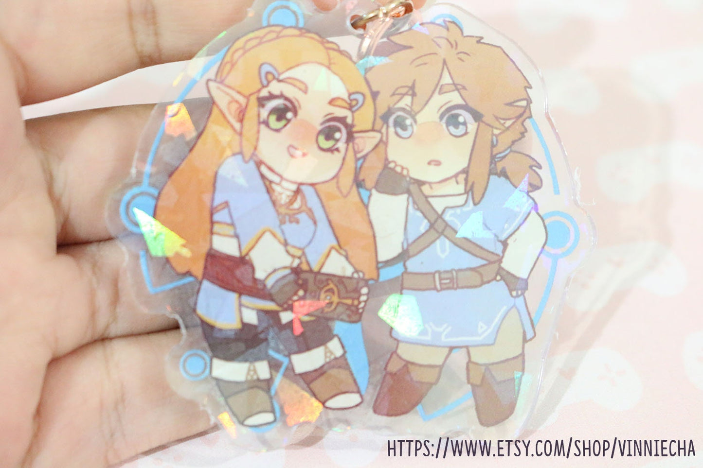 BoTW Link & Zelda Holographic Acrylic Charm