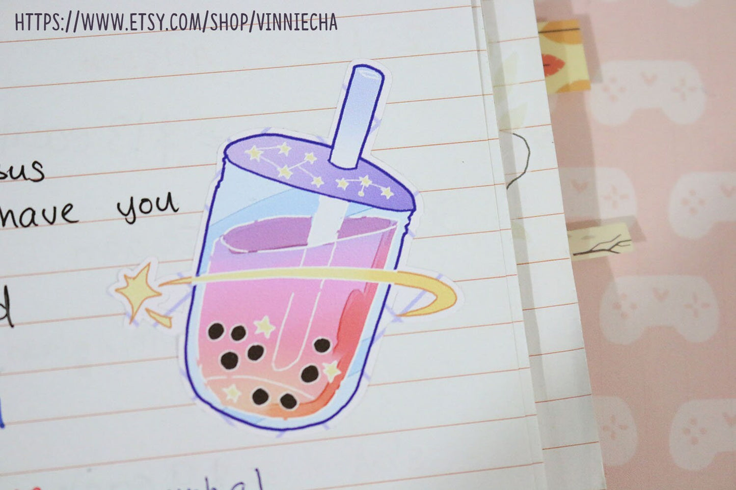 Galaxy Bubble Tea A6 Vinyl Sticker Sheet