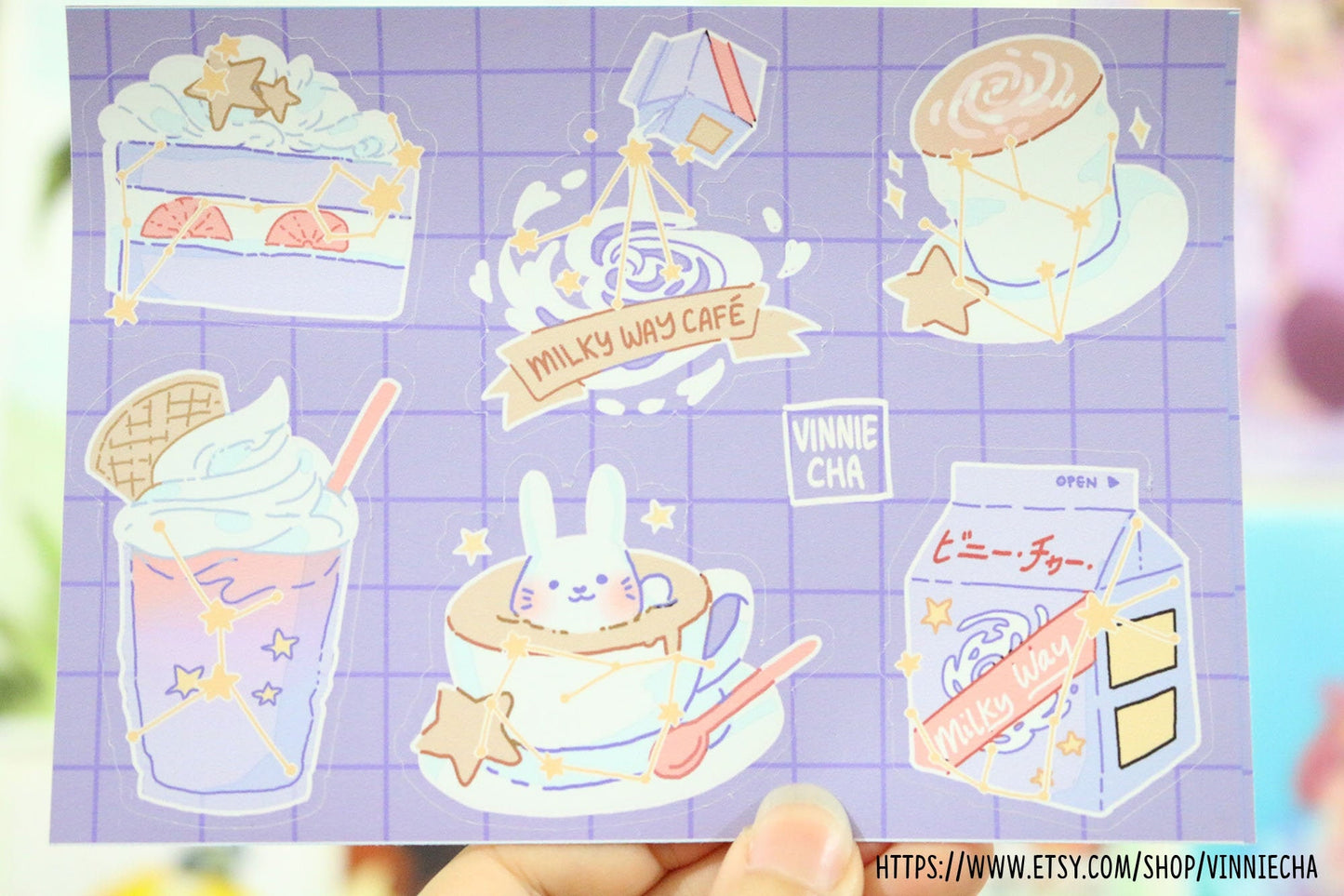 Milky Way Cafe A6 Vinyl Sticker Sheet