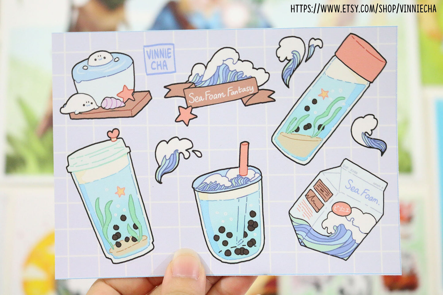 Sea Foam Fantasy A6 Vinyl Sticker Sheet