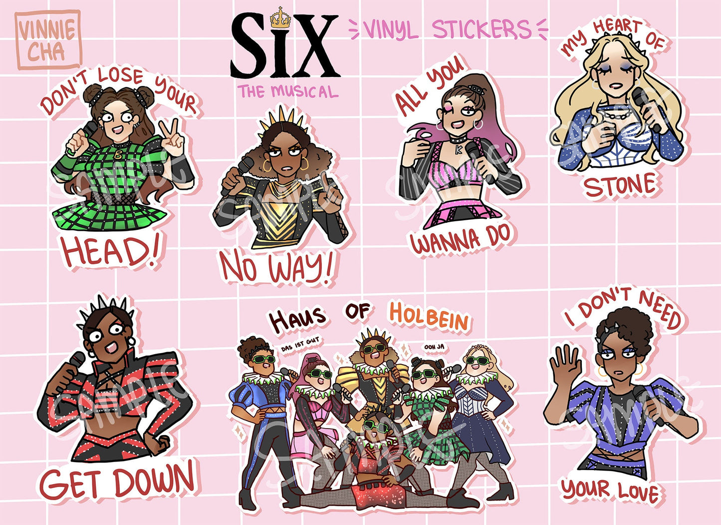 SIX the Musical Vinyl Stickers