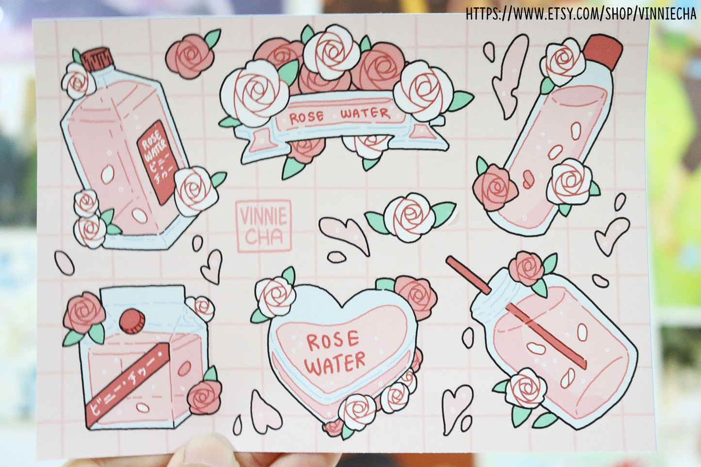 Rose Water A6 Sticker Sheet