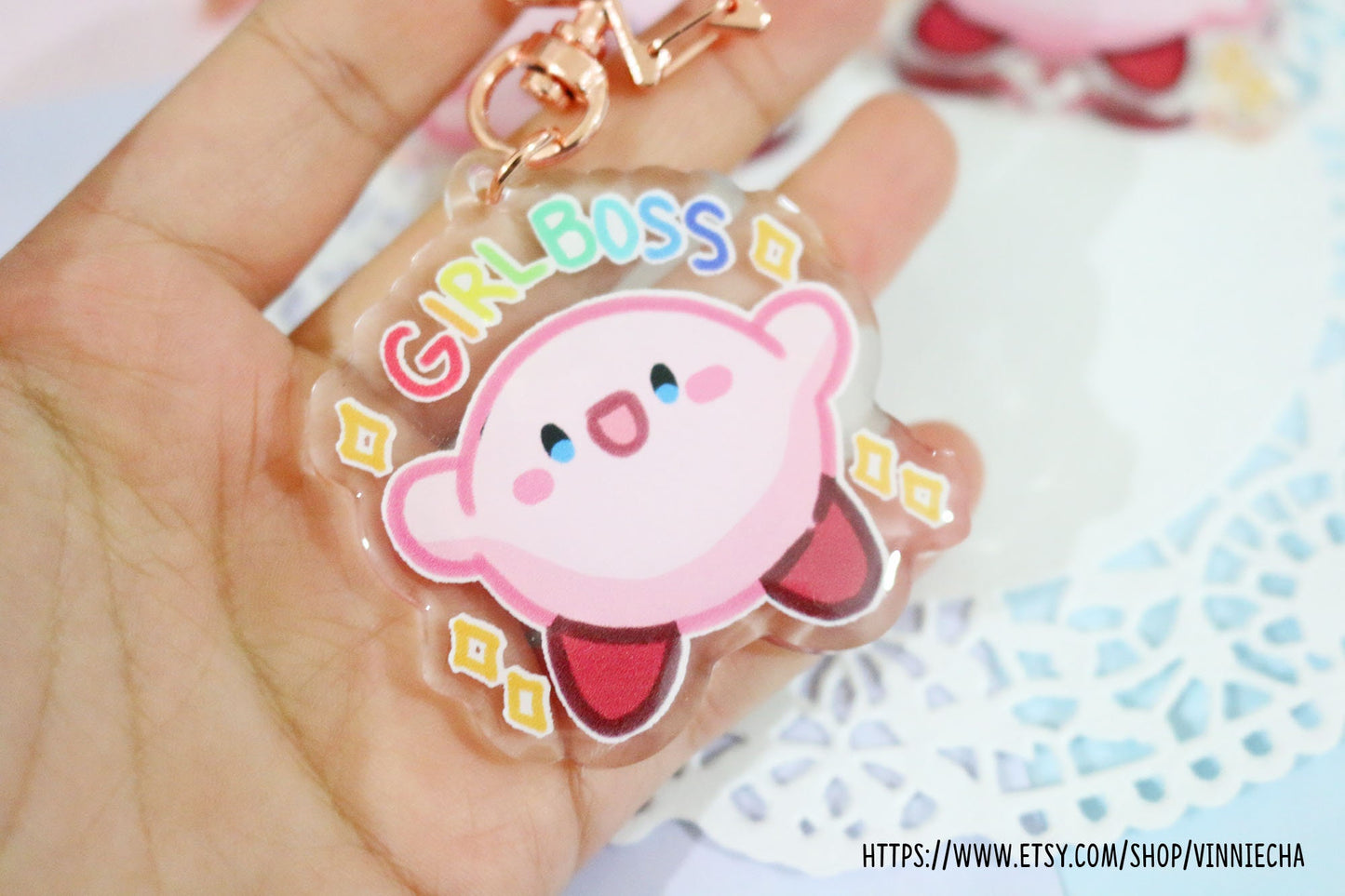 Gaslight Gatekeep Girlboss Kirby | Epoxy Acrylic Charm