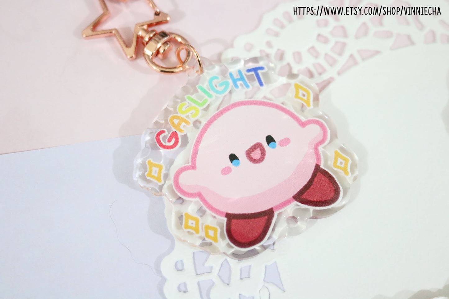 Gaslight Gatekeep Girlboss Kirby | Epoxy Acrylic Charm