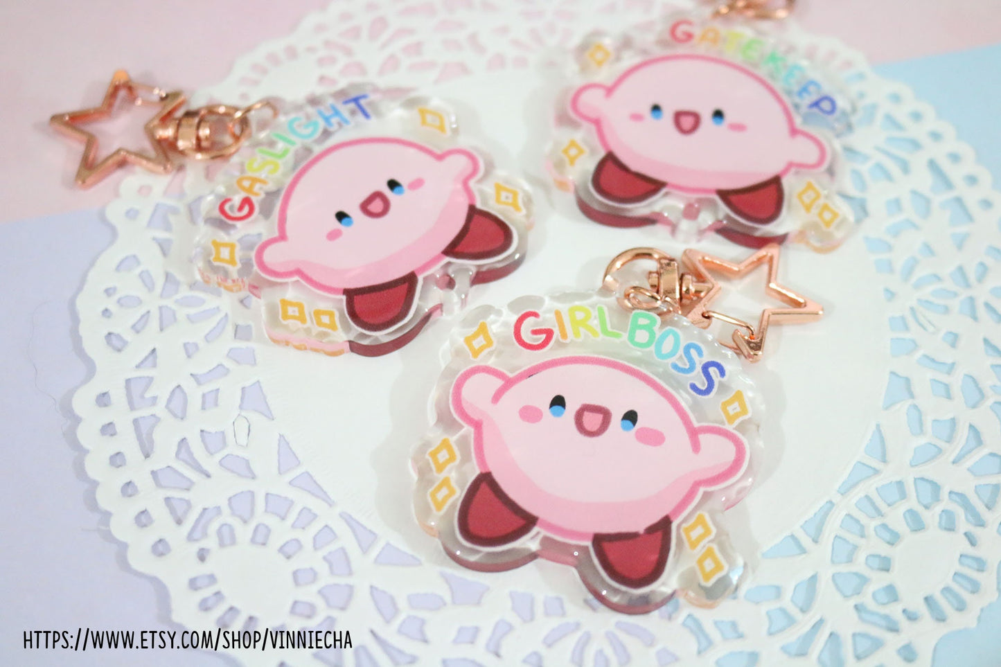 Gaslight Gatekeep Girlboss Kirby | Epoxy Acrylic Charm