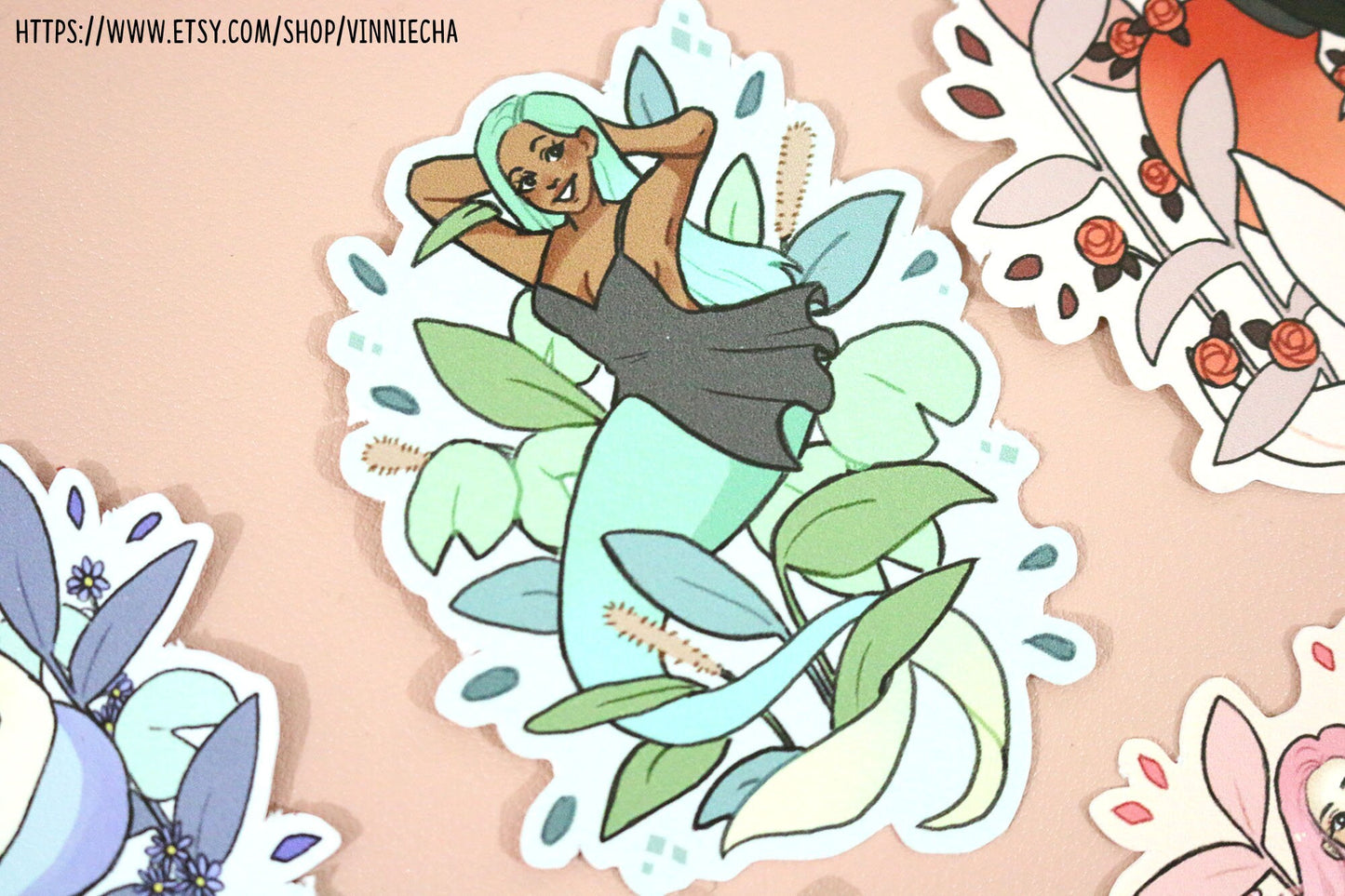 Floral Mermaids Vinyl Stickers