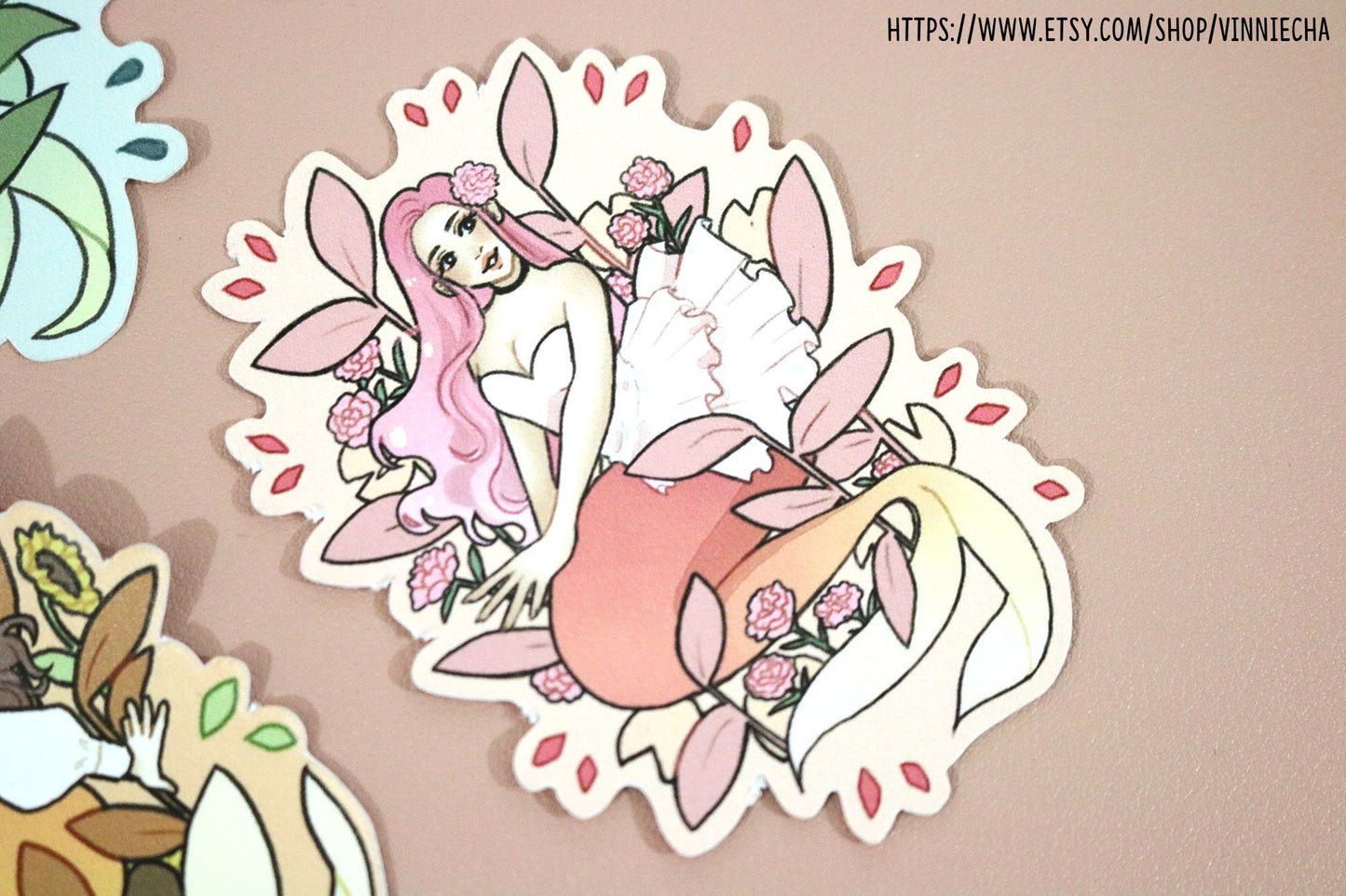 Floral Mermaids Vinyl Stickers