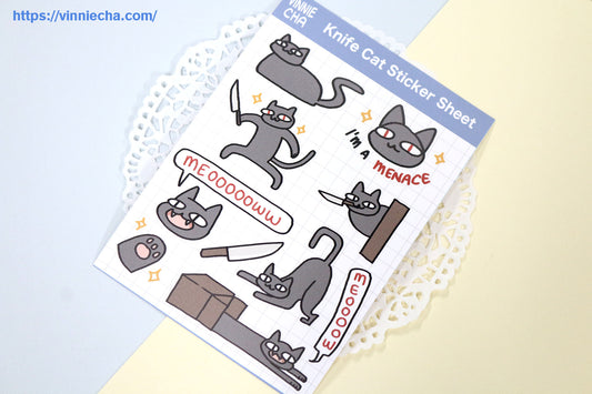 Menace Knife Cat A6 Sticker Sheet