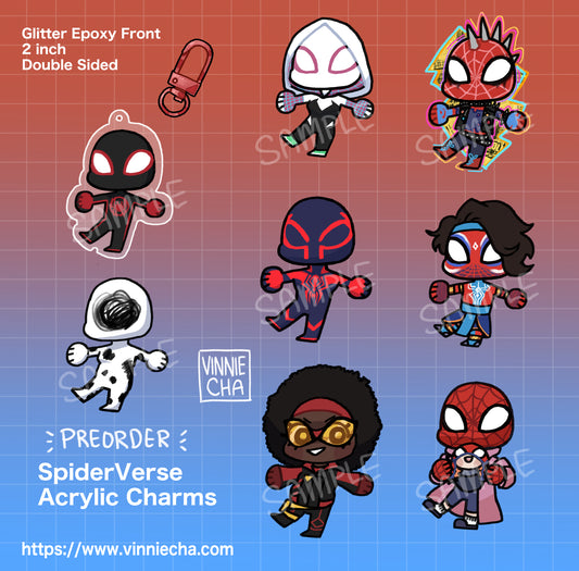 PREORDER | SpiderVerse Glitter Epoxy Acrylic Charms