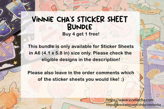 Vinnie Cha's Sticker Sheet Bundle | Buy 4 Get 1 Free
