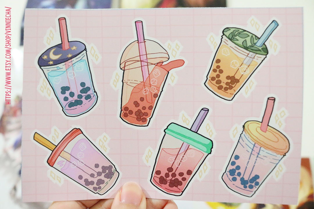 Bubble Tea Sticker Simple Bubble Tea Vinyl A6 Sticker Sheet – Vinnie Cha