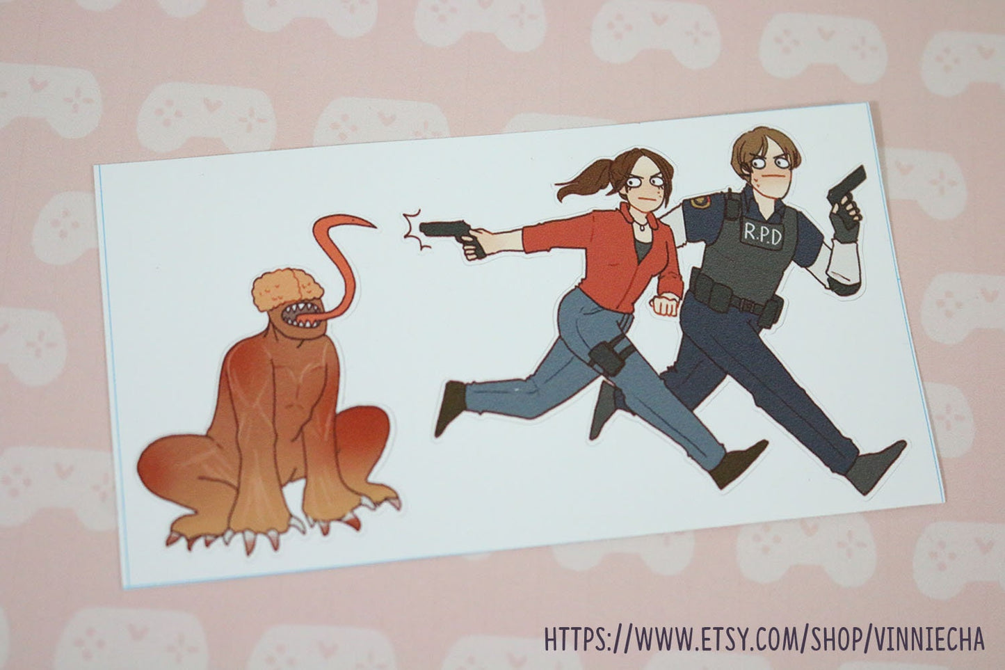 Resident Evil 2 - Leon, Claire & Licker Vinyl Sticker