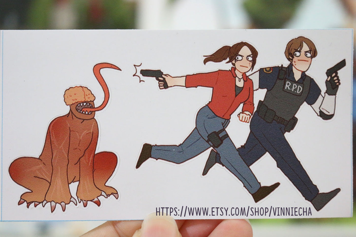 Resident Evil 2 - Leon, Claire & Licker Vinyl Sticker